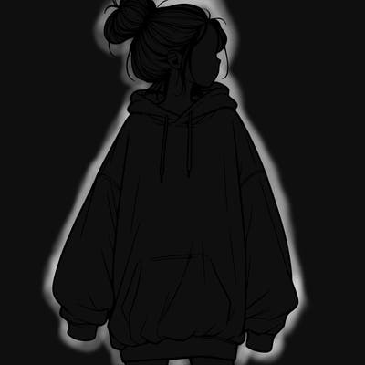 realistic girl with a oversized sweatshirt on and a bun