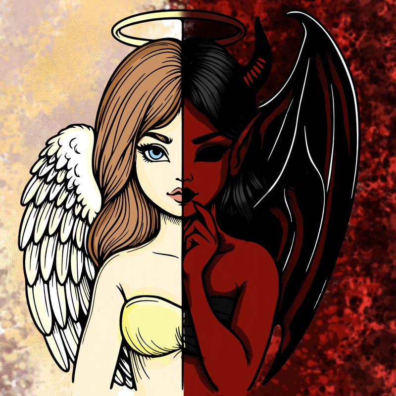 realistic angel half demon