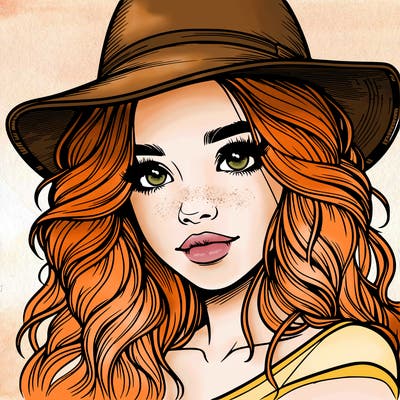 realistic girl with hat