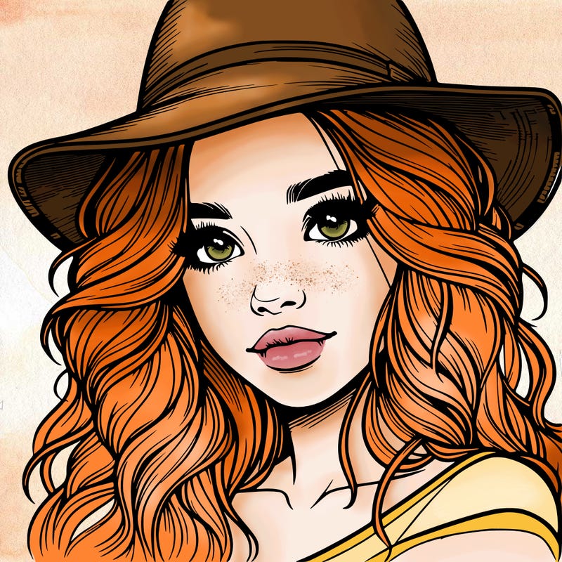 realistic girl with hat