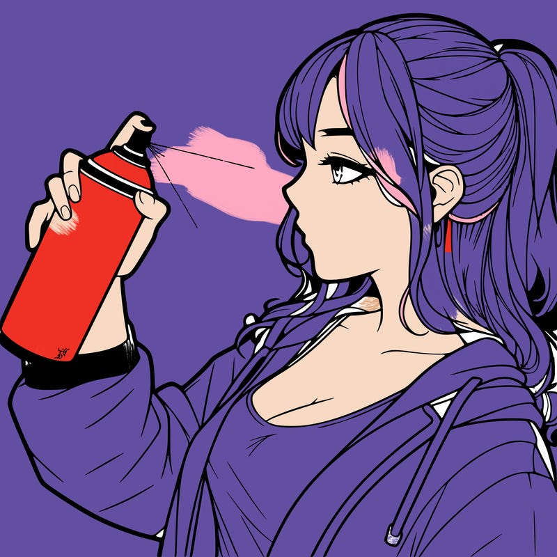 a realistic girl spray, painting