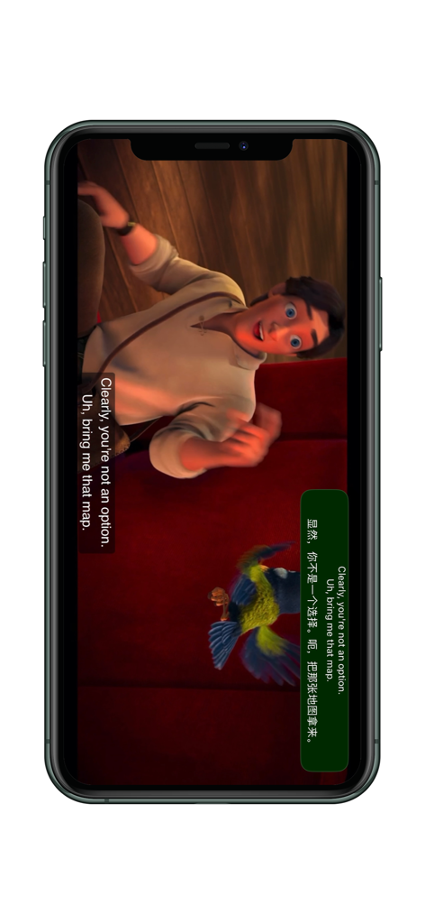 Screenink-屏幕翻译 - Screenink app performing real-time video translation of English subtitles into Chinese using a floating window overlay.