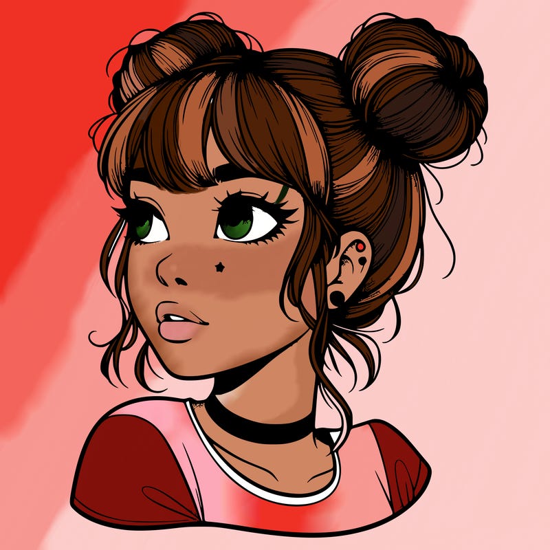 realistic girl with spacebuns