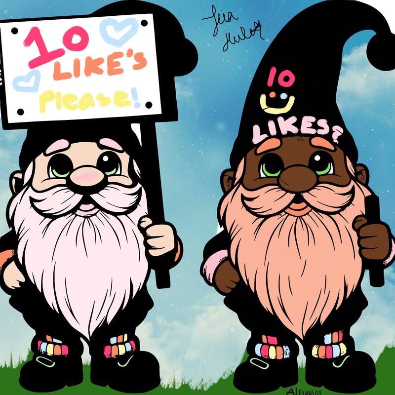 realistic gnome holding a plain sign