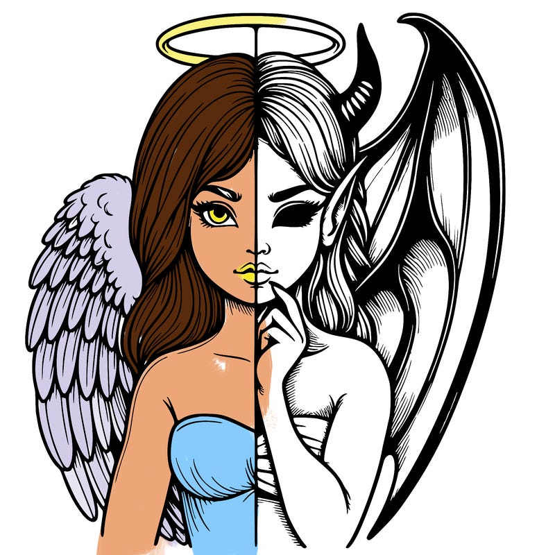 realistic angel half demon