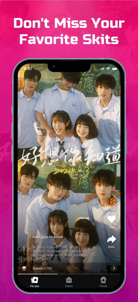 Drama Max - Short Drama Reels - Un telefono cellulare che mostra una scena di un dramma breve a tema scolastico nell'app Drama Max