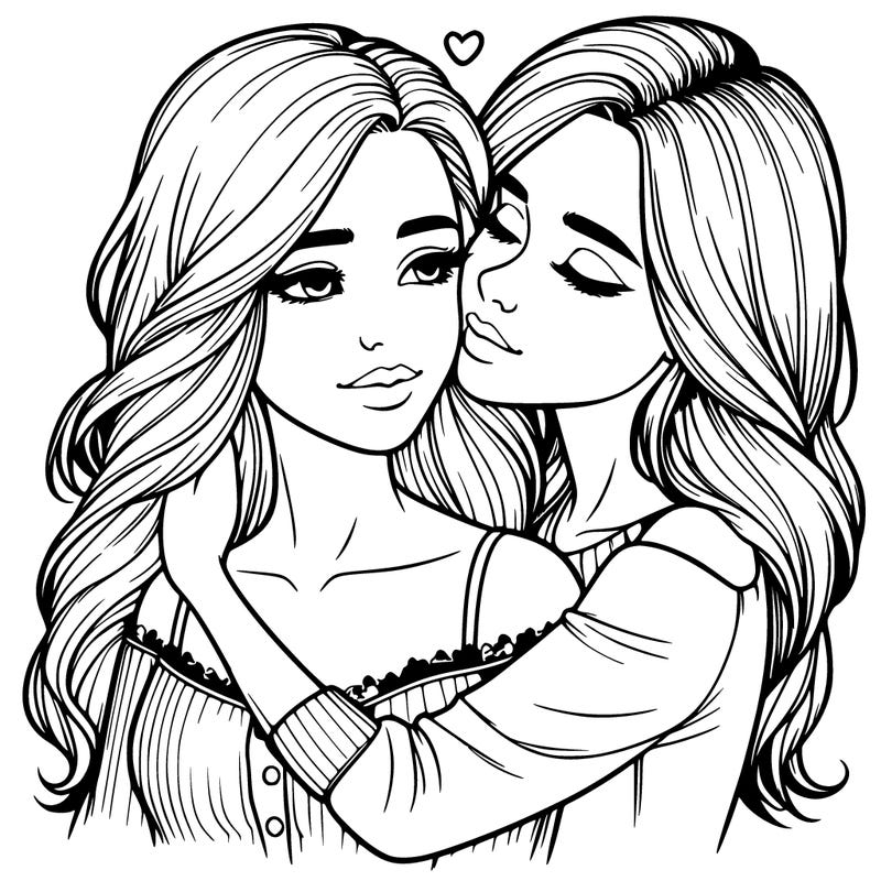 realistic girl and girl couple in love