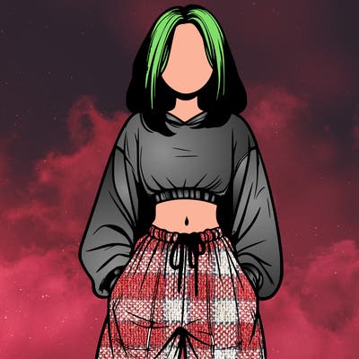 realistic girl faceless with baggy pants and a crop top