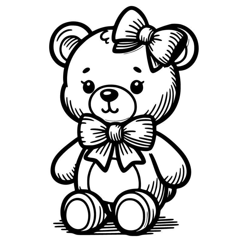 teddy bear with bow on neck