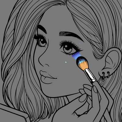 a realistic girl doing her makeup