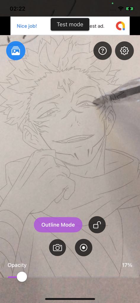 Anime drawing Trace Art - A person using the AR tracing mode to draw an anime character on paper with an iPhone