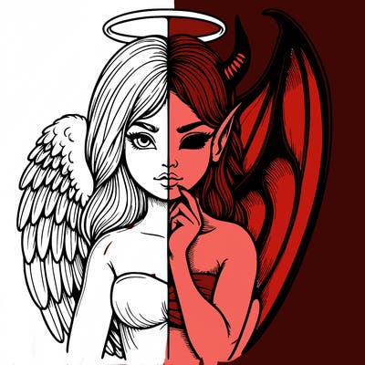 realistic angel half demon