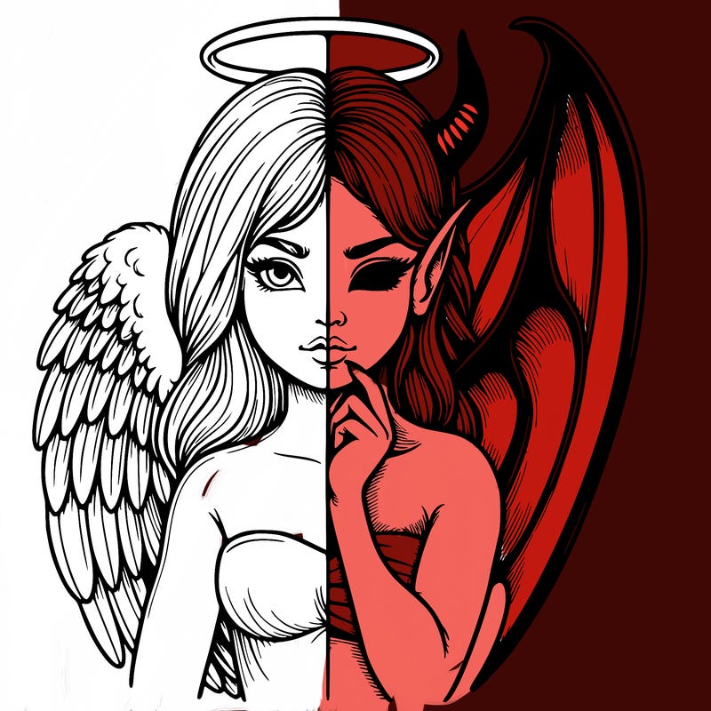 realistic angel half demon