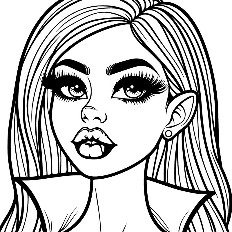 beautiful vampire with thin thin brows and big juicy lips