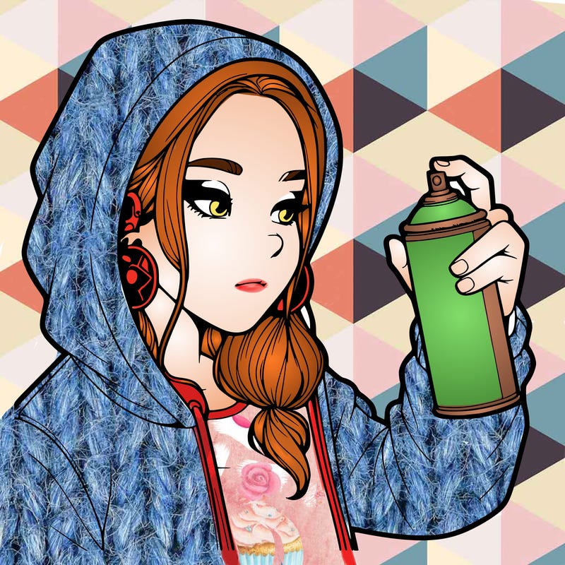 a realistic girl, spray painting