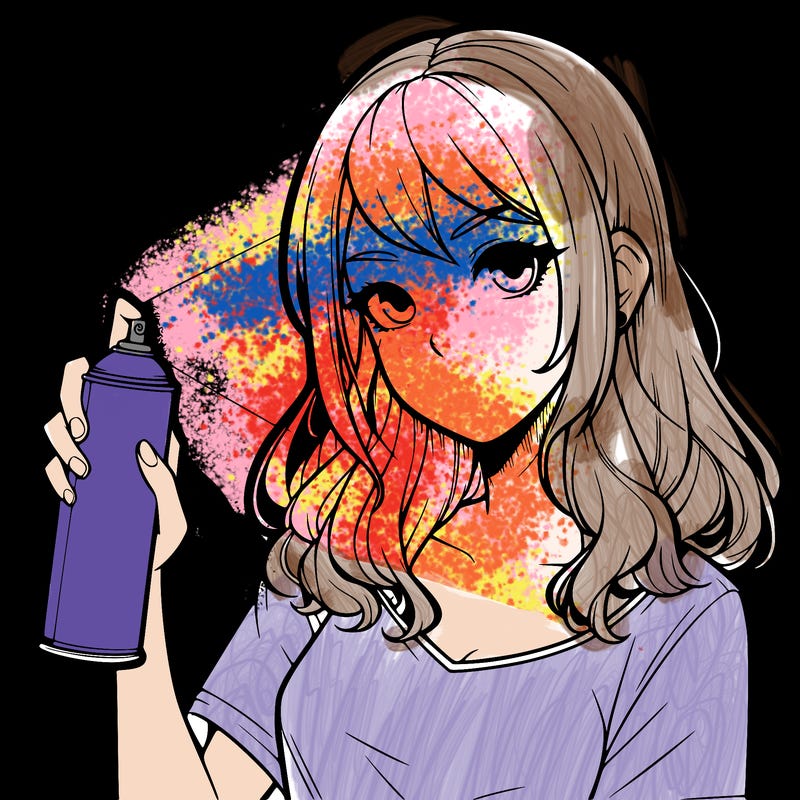 a realistic girl spray paint