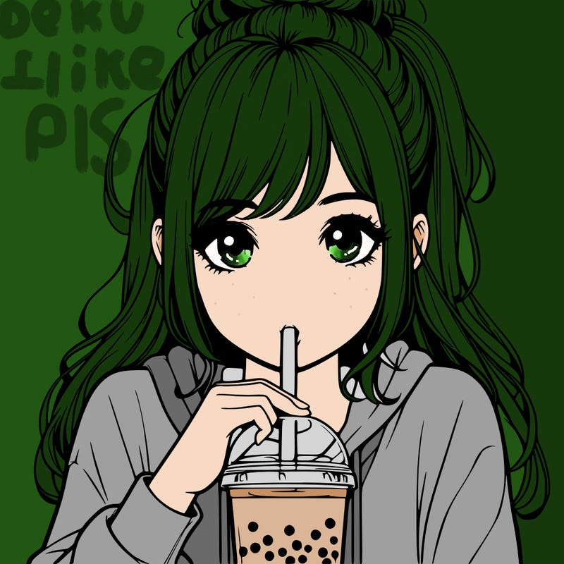 realistic girl drinking realistic boba