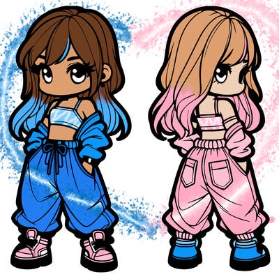 girl in crop top and baggy pants