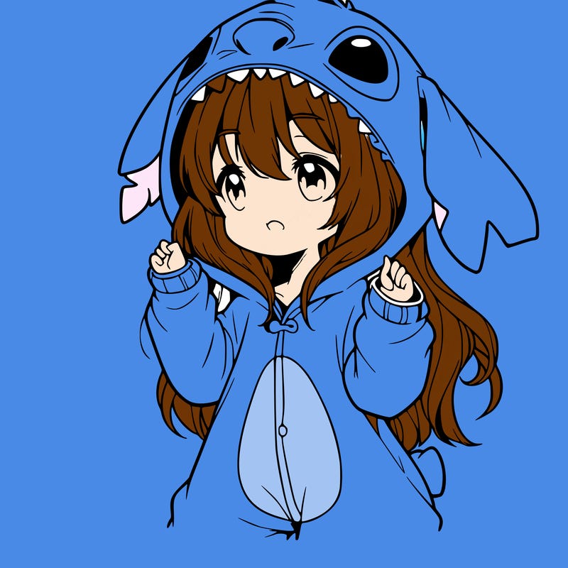 anime girl in a stitch onsie