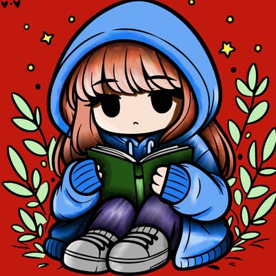 girl in oversized hoodie reading a book