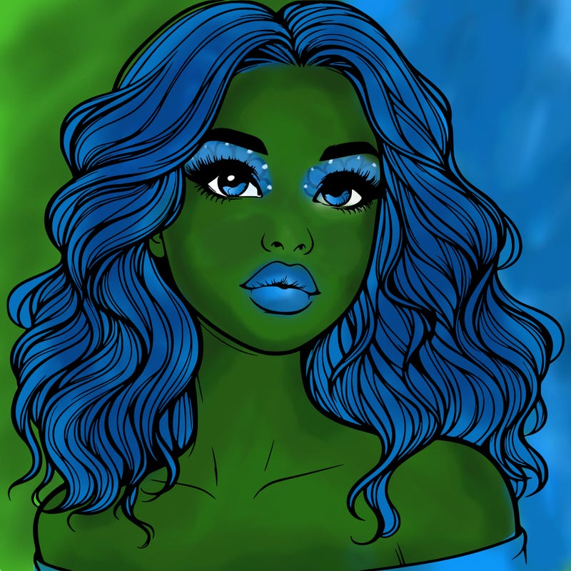 realistic girl with wavy hair and lips