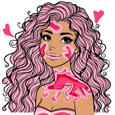 woman with curly  long hair realistic