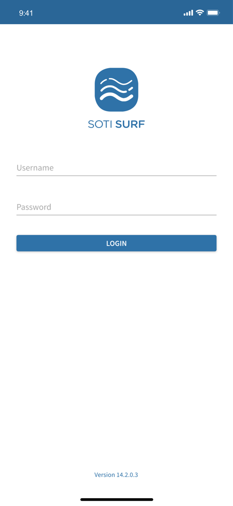 SOTI Surf - SOTI Surf login screen showing username and password fields for the secure enterprise browser.