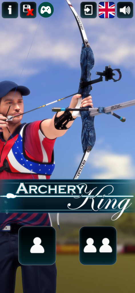 Archery King Multiplayer game start screen with solo and versus mode options