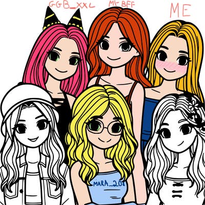 a group of five girls friends