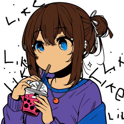 manga character drinking boba