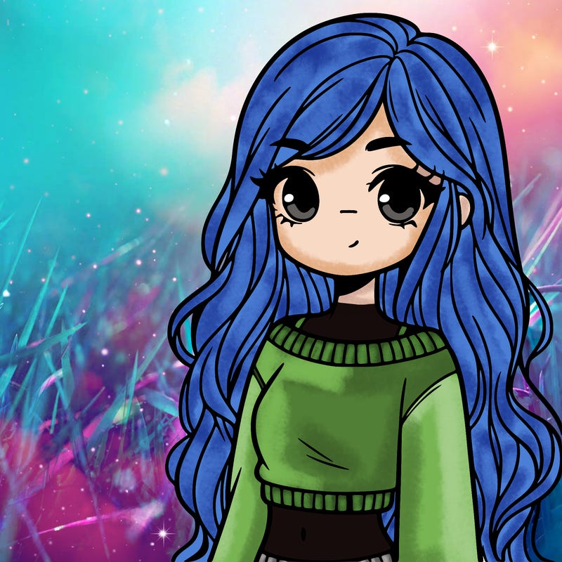 girl with long hair and a crop top with a sweater