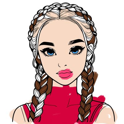 realistic girl with braids