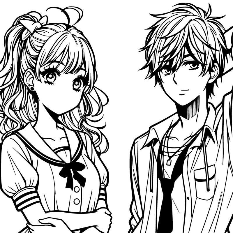 teenage manga boy and girl