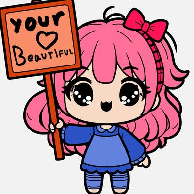 cute girl holding a sign