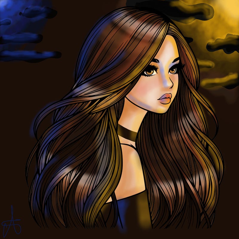realistic girl with long realistic hair