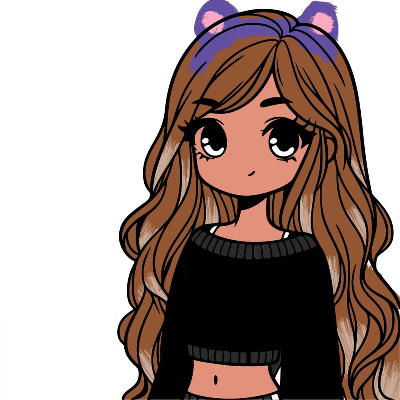 girl with long hair and a crop top with a sweater