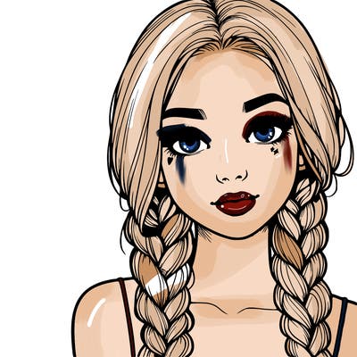 realistic girl with braids