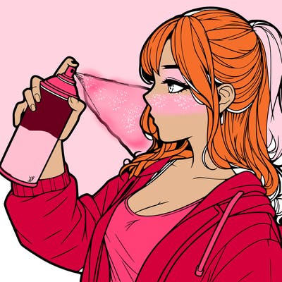 a realistic girl spray, painting