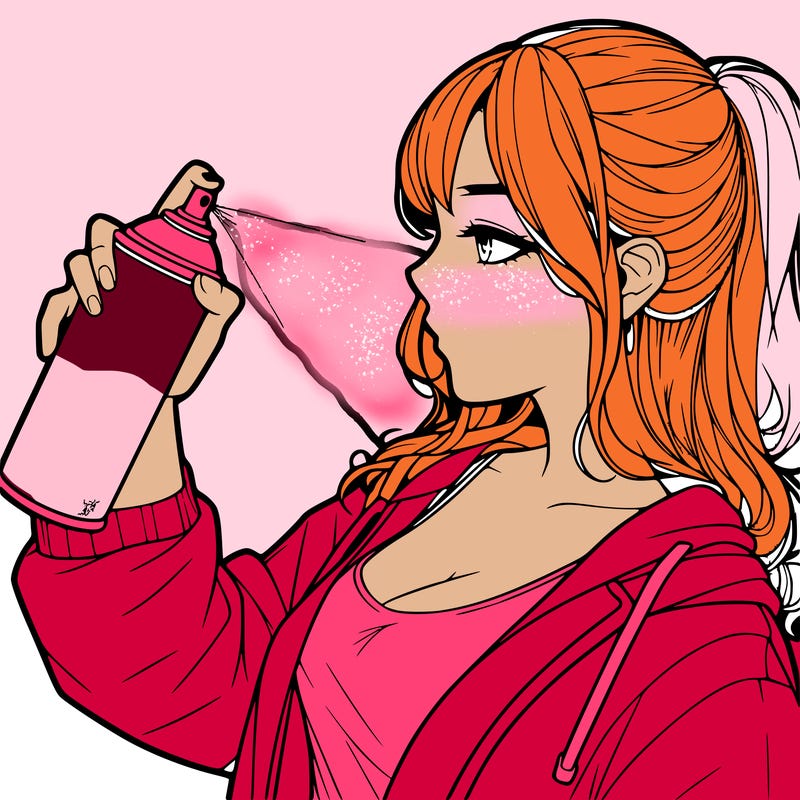 a realistic girl spray, painting