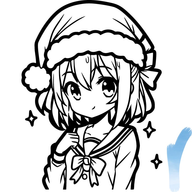 anime girl wearing a santa hat