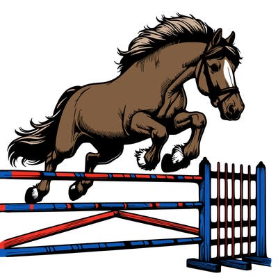 realistic horse jumping
