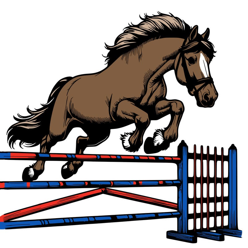 realistic horse jumping