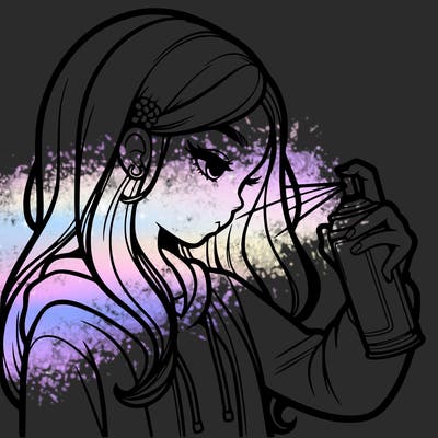 a realistic girl spray painting