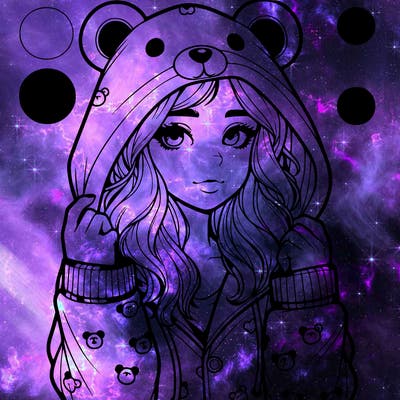 realistic girl in a animal pjs hoodie