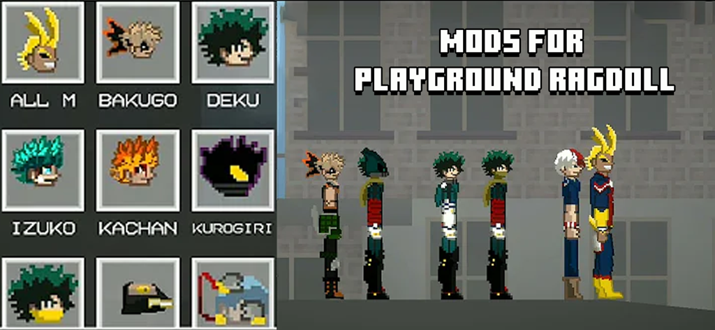 Anime character mods and skins for Melon Playground ragdoll game