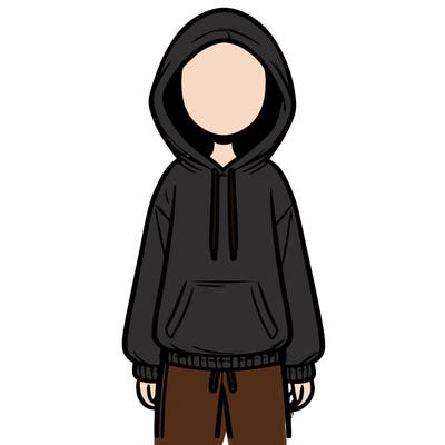 faceless girl in a tracksuit with a hood on and no hair