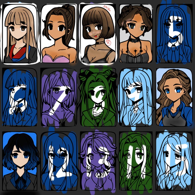 girls that look diffrent anime