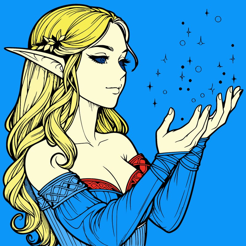 realistic elf girl doing magic