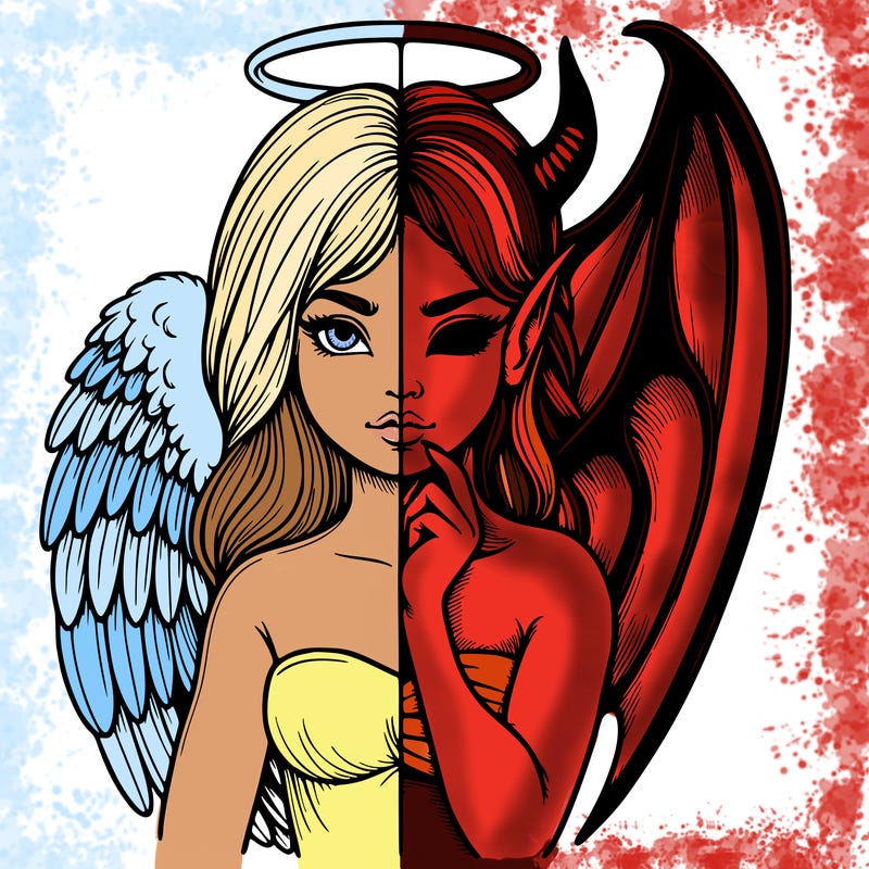 realistic angel half demon