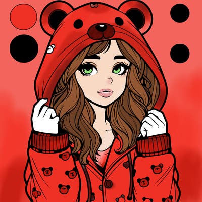 realistic girl in a animal pjs hoodie